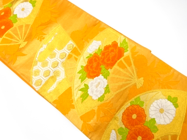 JAPANESE FUKURO OBI / WOVEN PEONY & KIKU